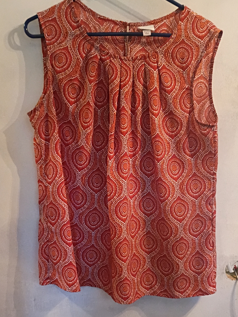 Merona Orange Patterned Sleeveless Pleated Neck Camisole
